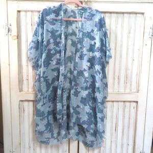 Do everything in love, blue shaggy kimono. One size